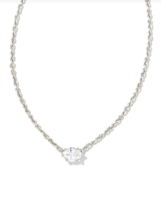 The Cailin Pendant Necklace in Silver White Crystal
