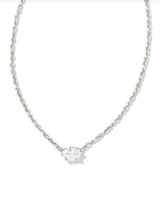 The Cailin Pendant Necklace in Silver White Crystal