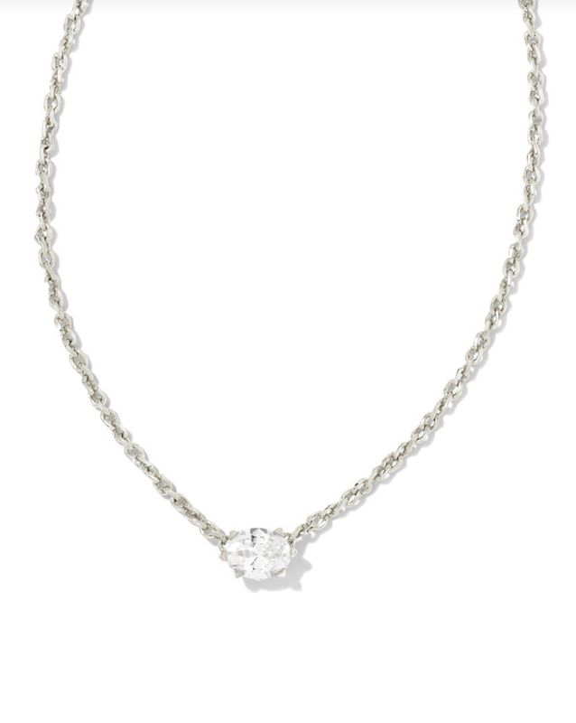 The Cailin Pendant Necklace in Silver White Crystal
