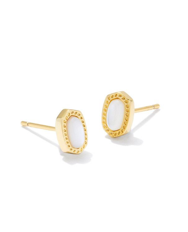 The Mini Ellie Stud Earring in Ivory Mother of Pearl, Color: Gold