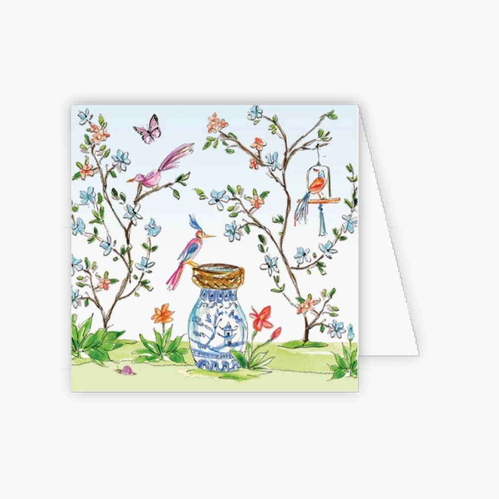 Handpainted Blue Enchanted Garden Enclosure Card