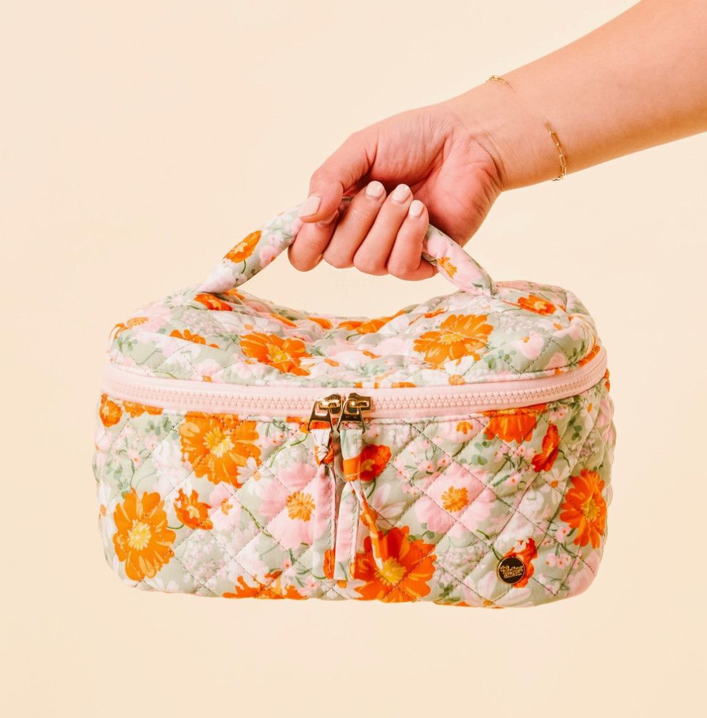 Glam + Go Quilted Cosmetic Bag | Bouquet Beauty Sage