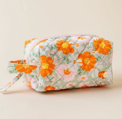 Essentials Quilted Cosmetic Bag Pouch | Bouquet Beauty Sage