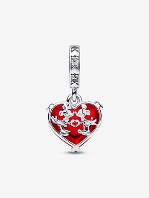 PANDORA™ Disney Mickey &amp; Minnie Mouse Kiss Red Murano Glass Dangle Charm
