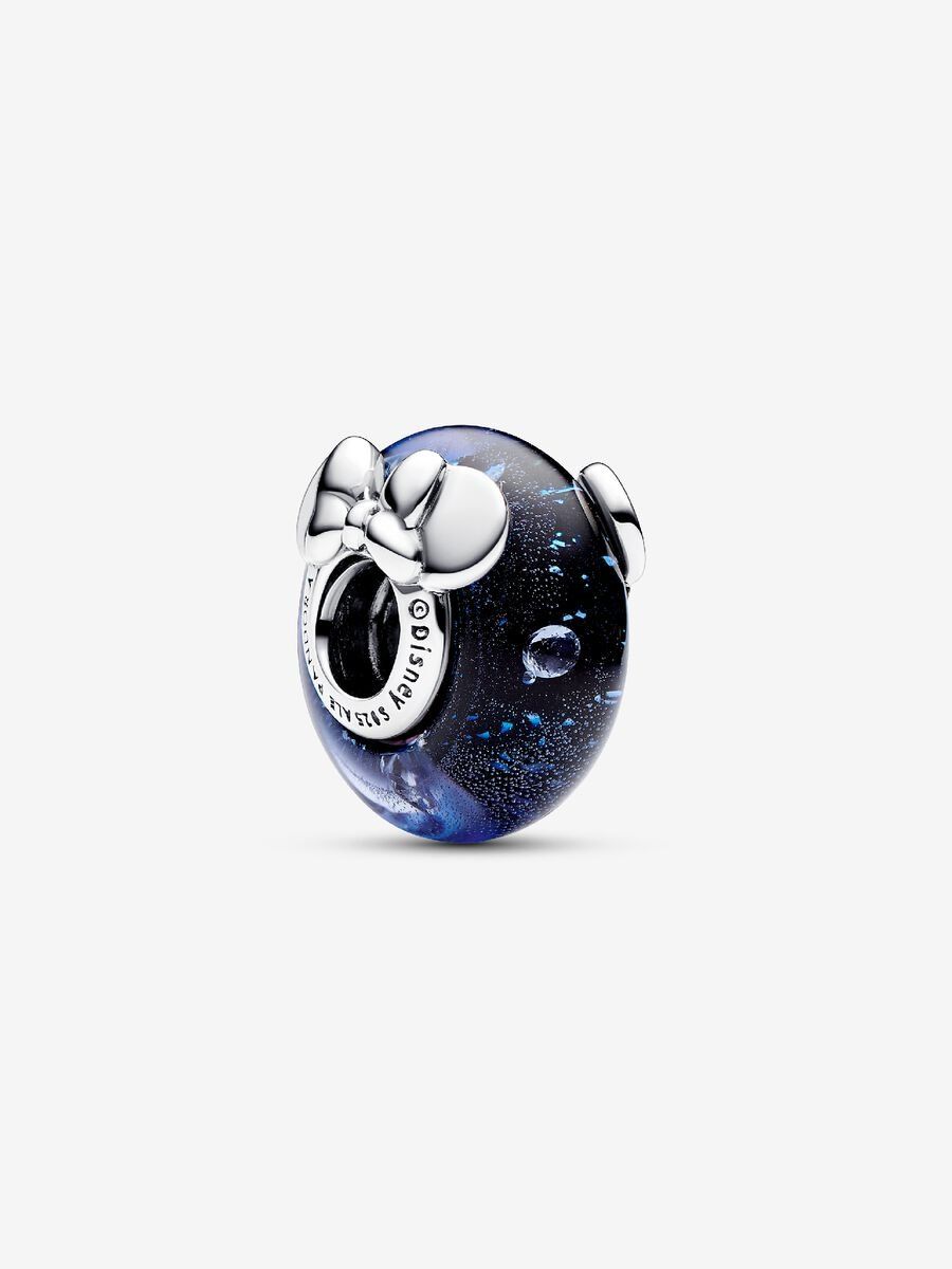 PANDORA™ Disney Mickey and Minnie Silver &amp; Blue Murano Charm