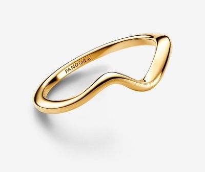 PANDORA™ 14K Gold Plated Polished Wave Ring