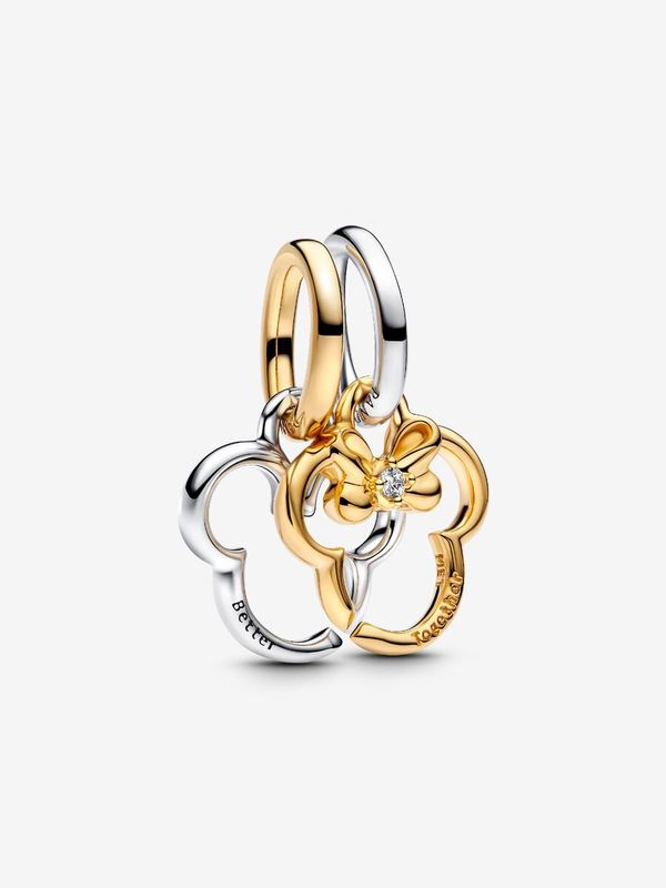 PANDORA™ Disney Mickey and Minnie Sterling Silver &amp; 14K Gold Splittable Dangle Charm