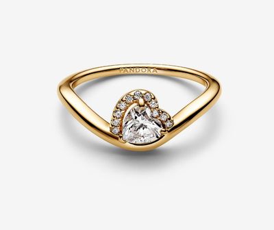 PANDORA™ 14K Gold Plated Wavy Heart Ring