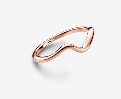 PANDORA™ 14K Rose Gold Plated Polished Wave Ring