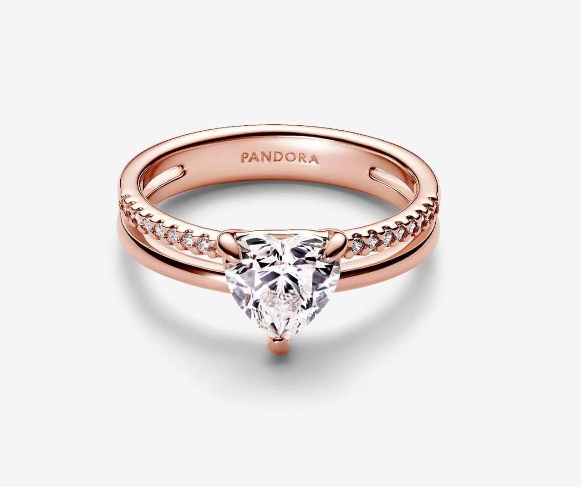 PANDORA™ 14K Rose Gold Plated Double Band Heart Ring