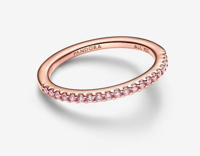 PANDORA™ Sparkling Pink Band Ring 14k Rose Gold Plating