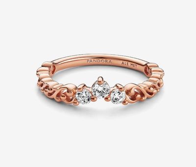 PANDORA™ 14K Rose Gold Plated Regal Swirl Tiara Ring