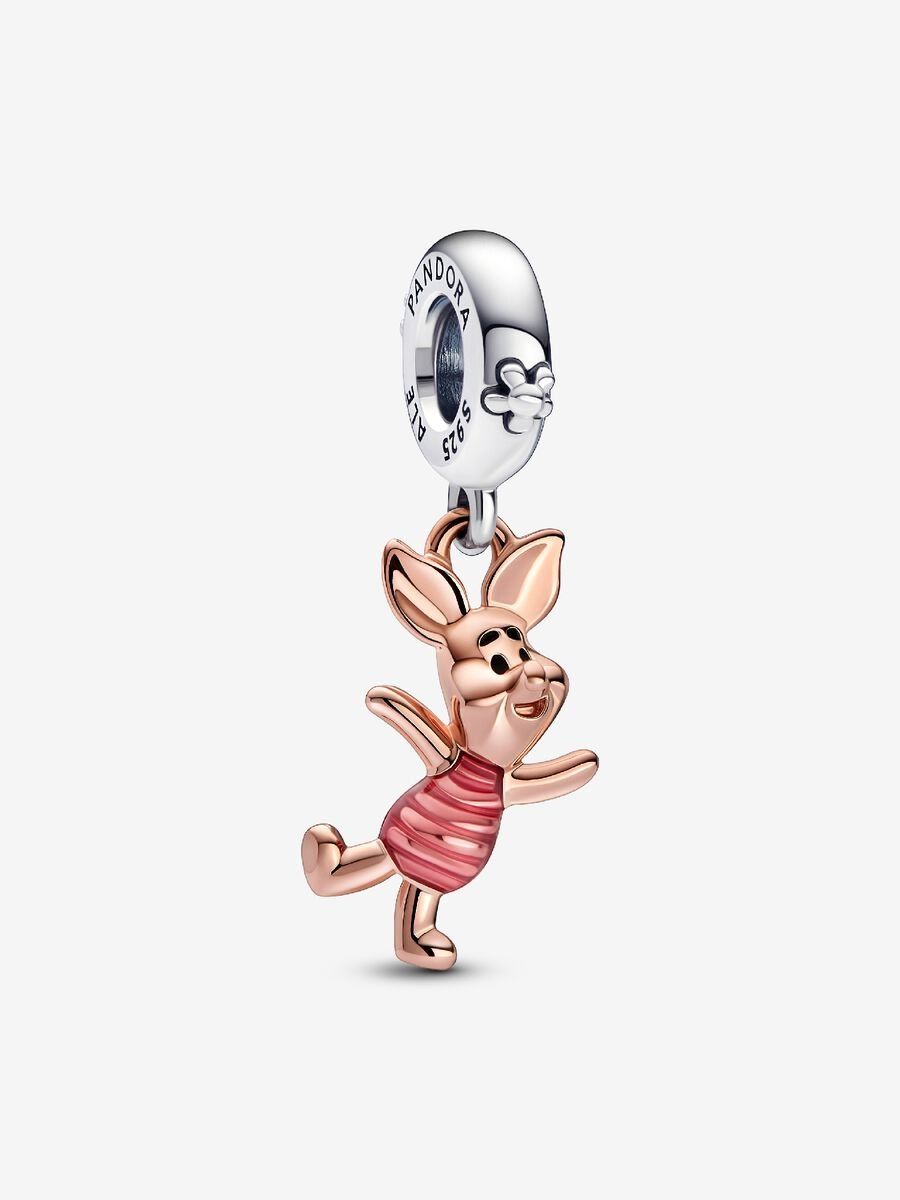 PANDORA™ Disney Winnie the Pooh Piglet Pink Enamel 14K Rose Gold Plating Dangle Charm