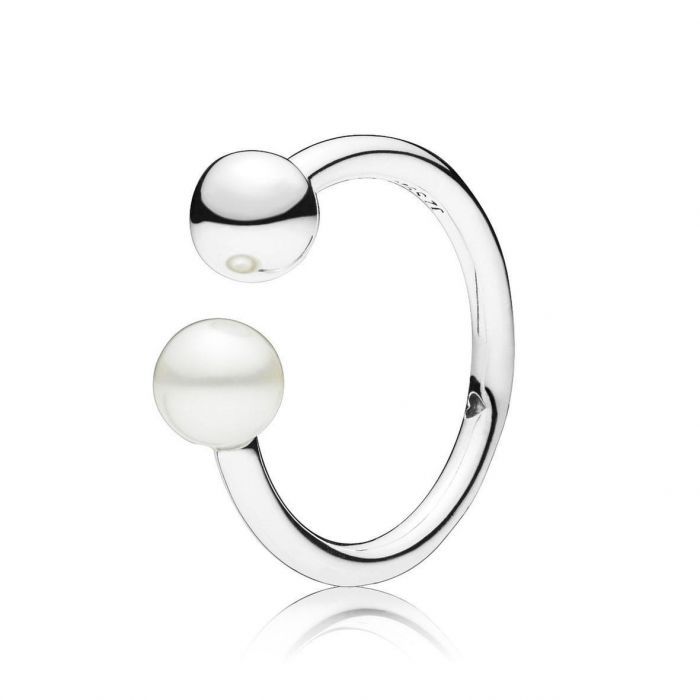 PANDORA™ Contemporary Freshwater Pearl Open Ring Sterling Silver, Size: 48