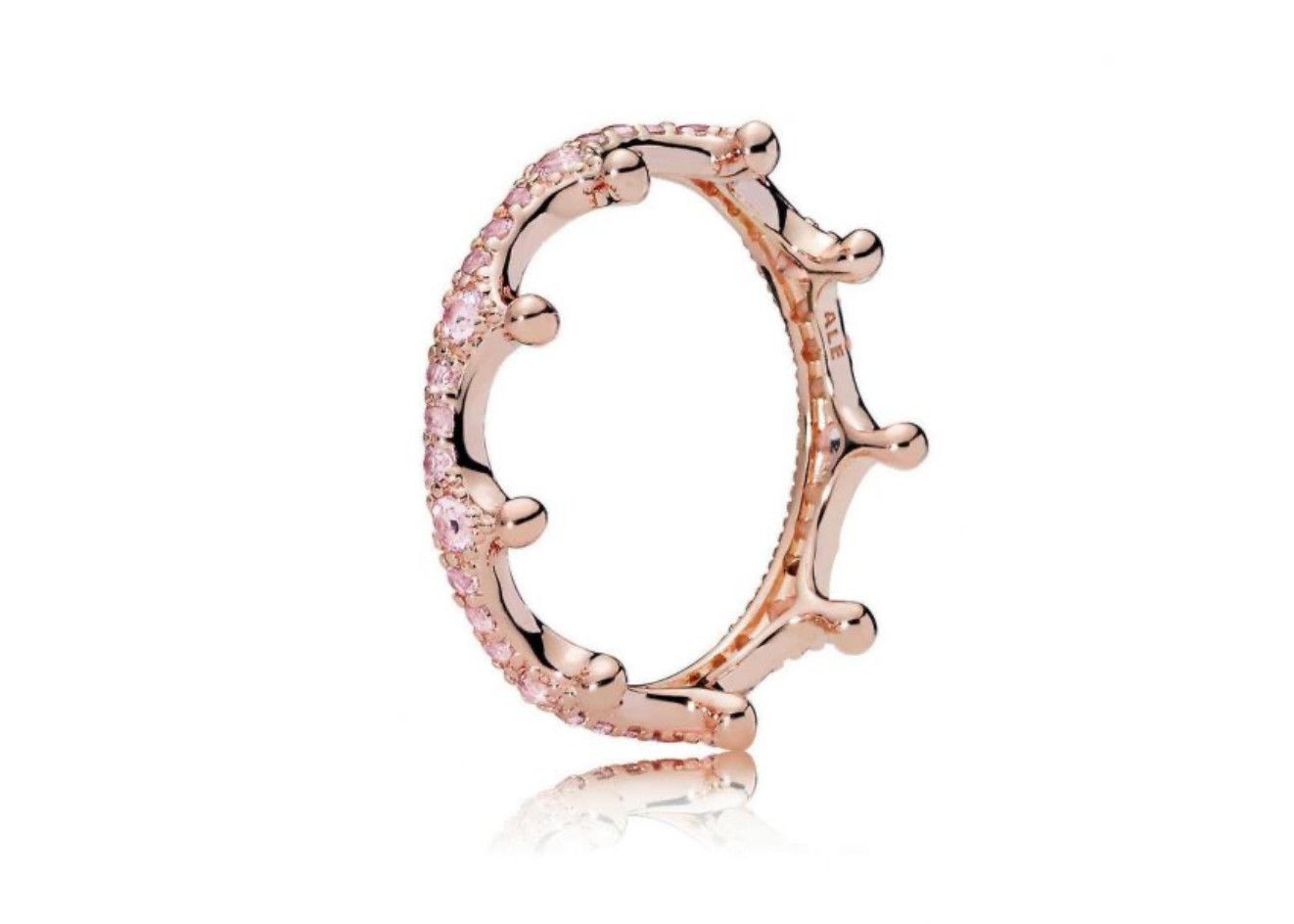 PANDORA™ Rose Gold Crown Ring with Blush Pink