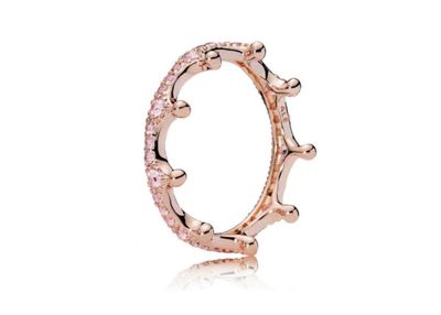 PANDORA™ Rose Gold Crown Ring with Blush Pink