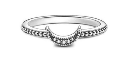 PANDORA™ Crescent Moon Beaded Ring Sterling Silver