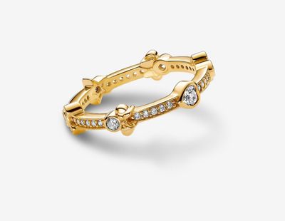 PANDORA™ Disney Mickey and Minnie Sparkling 14K Gold Plated Eternity Ring