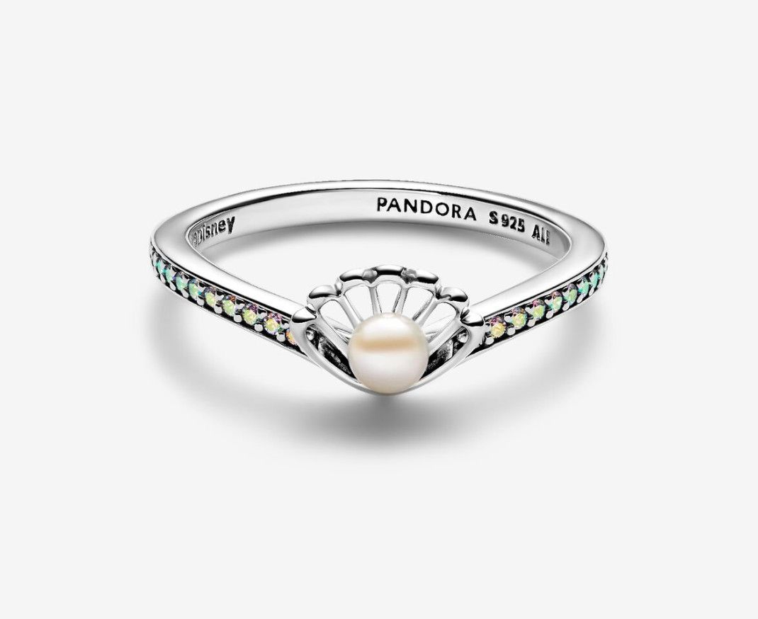 PANDORA™ Disney Princess Ariel Sterling Silver Shell and Pearl Ring