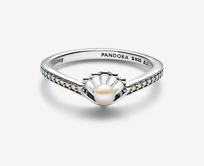 PANDORA™ Disney Princess Ariel Sterling Silver Shell and Pearl Ring