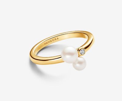 PANDORA™ Duo Treated Freshwater Cultured Pearls Ring 14k Gold Plating