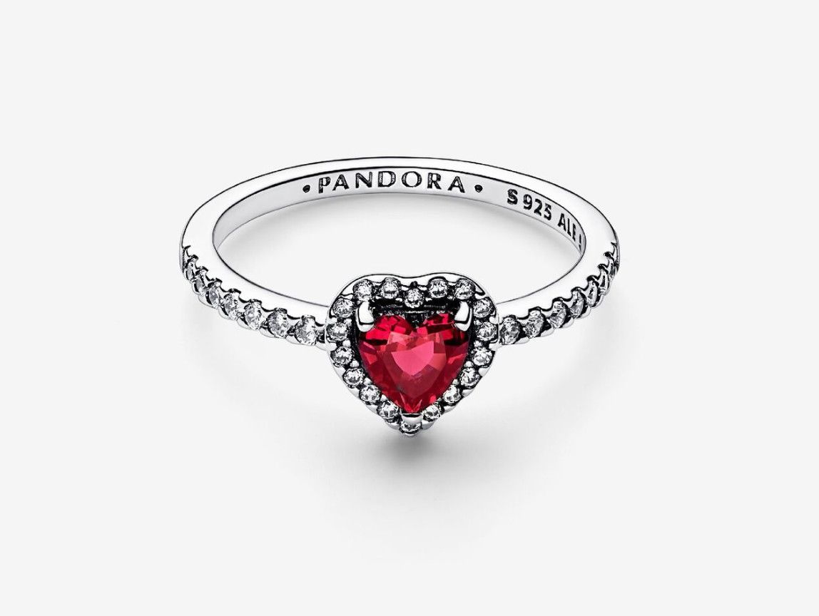 PANDORA™ Elevated Red Heart Ring Sterling Silver