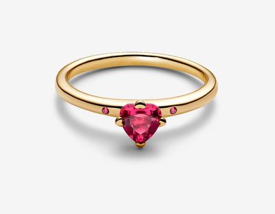 PANDORA™ Sparkling Red Heart Ring 14k Gold Plating
