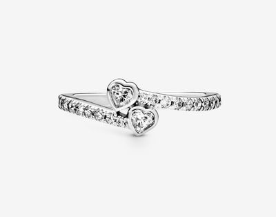 PANDORA™ Two Sparkling Hearts Ring Sterling Silver