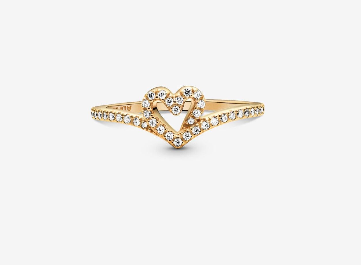 PANDORA™  Timeless Wish Sparkling Heart Ring 14k Gold Plating
