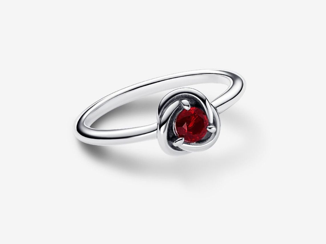 PANDORA™ January Red Birthstone Eternity Circle Ring Sterling Silver