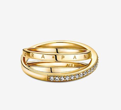 PANDORA™ Crossover Pavé Triple Band Ring 14k Gold Plating