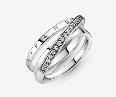 PANDORA™ Crossover Pavé Triple Band Ring Sterling Silver