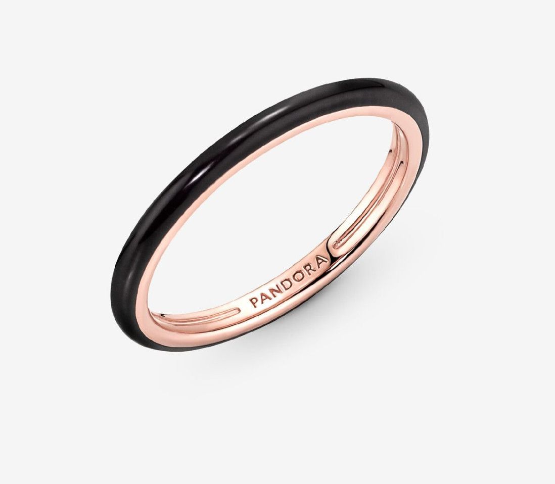 PANDORA™ ME Black Enamel Ring 14k Rose Gold Plating
