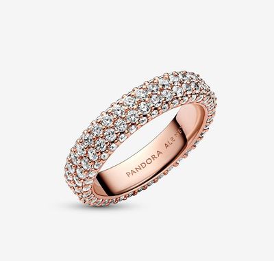 PANDORA™ Timeless Pavé Double-Row Ring 14k Rose Gold Plating