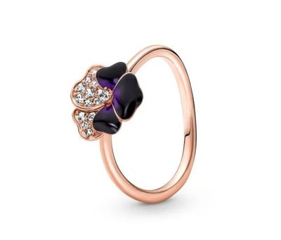 PANDORA™ Pansy 14k Rose Gold-Plated Ring with Clear Cubic Zirconia