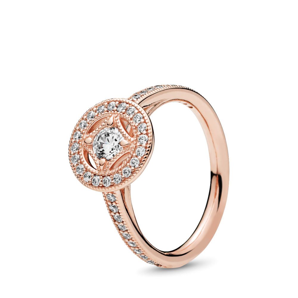 PANDORA™ Vintage Allure Ring Clear Cubic Zirconia Rose Gold-Plated, Size: 54