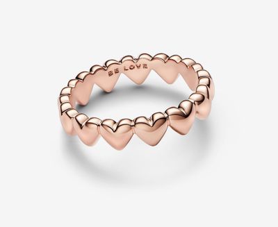PANDORA™ Row of Hearts Ring 14k Rose Gold Plating