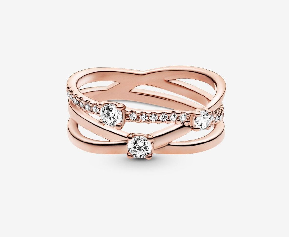PANDORA™ Sparkling Triple Band Ring 14k Rose Gold Plating