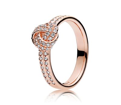 PANDORA™ Rose Sparkling Love Knot Ring with Clear Zirconia