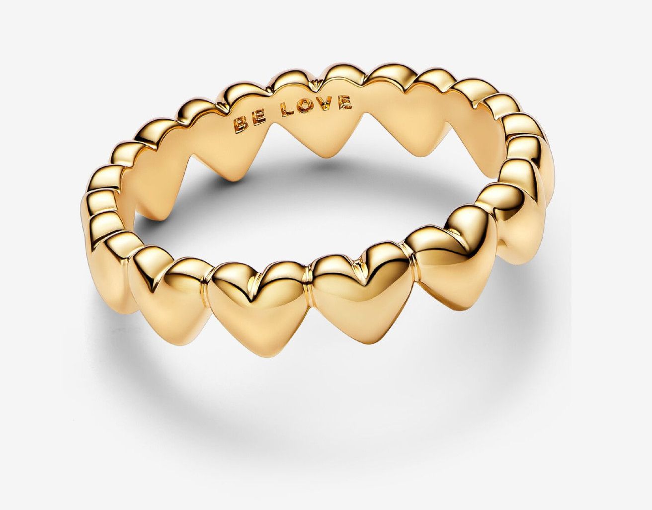 PANDORA™ Row of Hearts Ring 14k Gold Plating