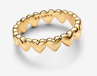 PANDORA™ Row of Hearts Ring 14k Gold Plating
