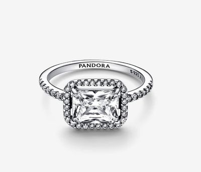 PANDORA™ Rectangular Sparkling Halo Ring Sterling Silver