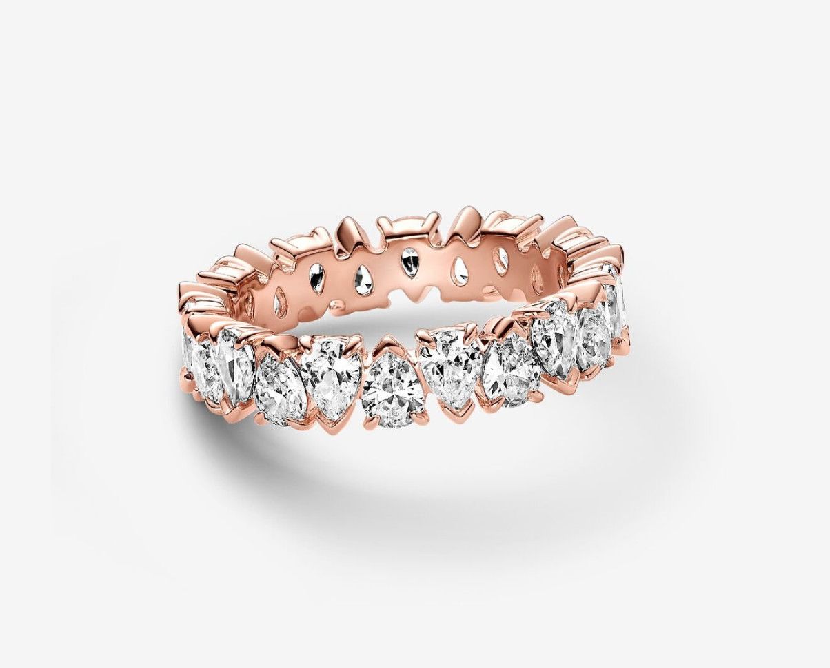 PANDORA™ Alternating Sparkling Band Ring 14k Rose Gold Plating