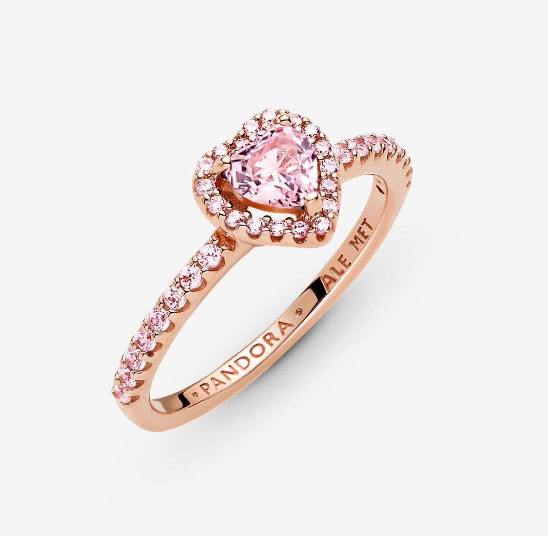 PANDORA™ Sparkling Elevated Pink Heart Ring 14k Rose Gold Plating