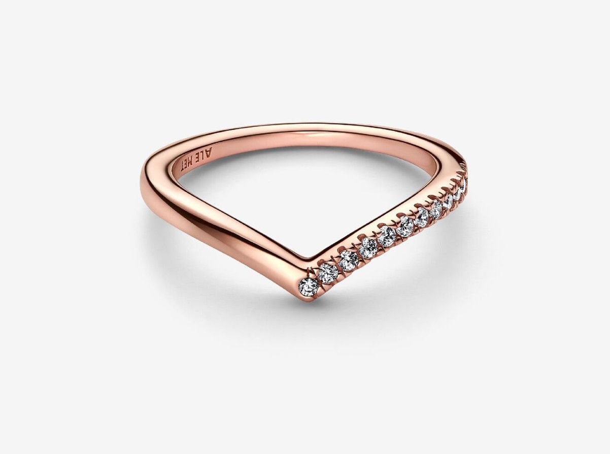 PANDORA™ Timeless Wish Half Sparkling Ring 14k Rose Gold Plating