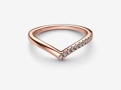 PANDORA™ Timeless Wish Half Sparkling Ring 14k Rose Gold Plating