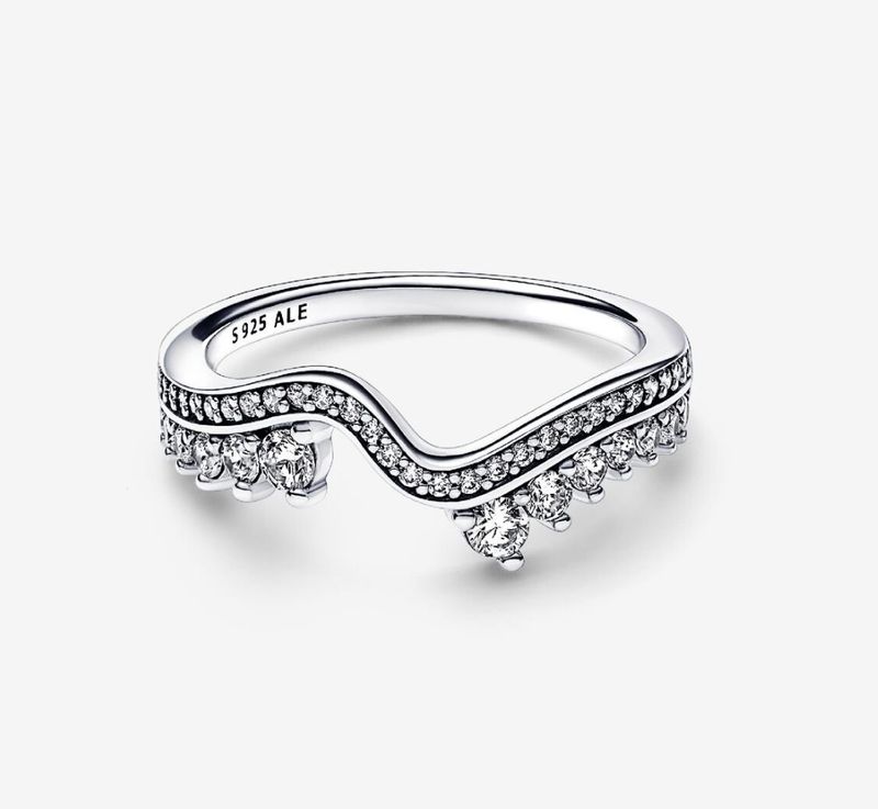 PANDORA™ Sparkling Asymmetric Wave Ring Sterling Silver