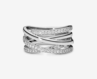 PANDORA™ Sparkling + Polished Lines Ring Sterling Silver