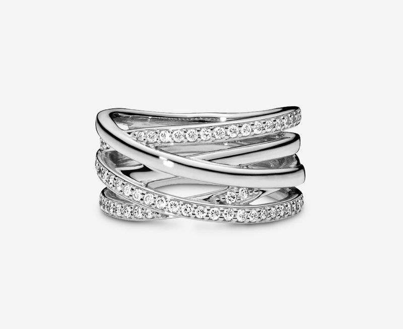 PANDORA™ Sparkling + Polished Lines Ring Sterling Silver