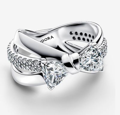 PANDORA™ Sparkling Bow Crossover Ring Sterling Silver